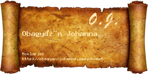Obagyán Johanna névjegykártya